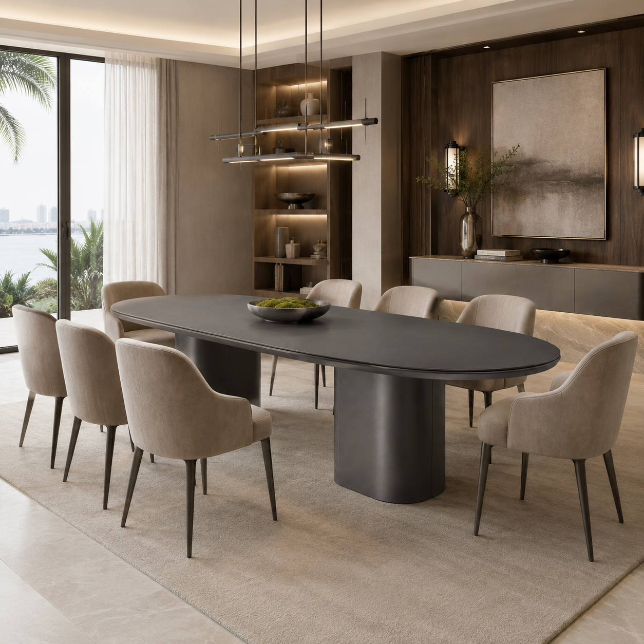 Miami Oval Graphite Dining Table