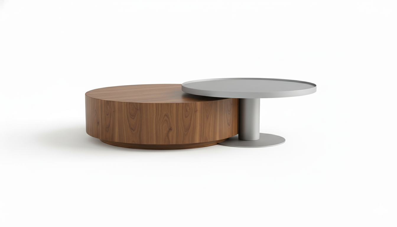 Moon Round Walnut Coffee Table