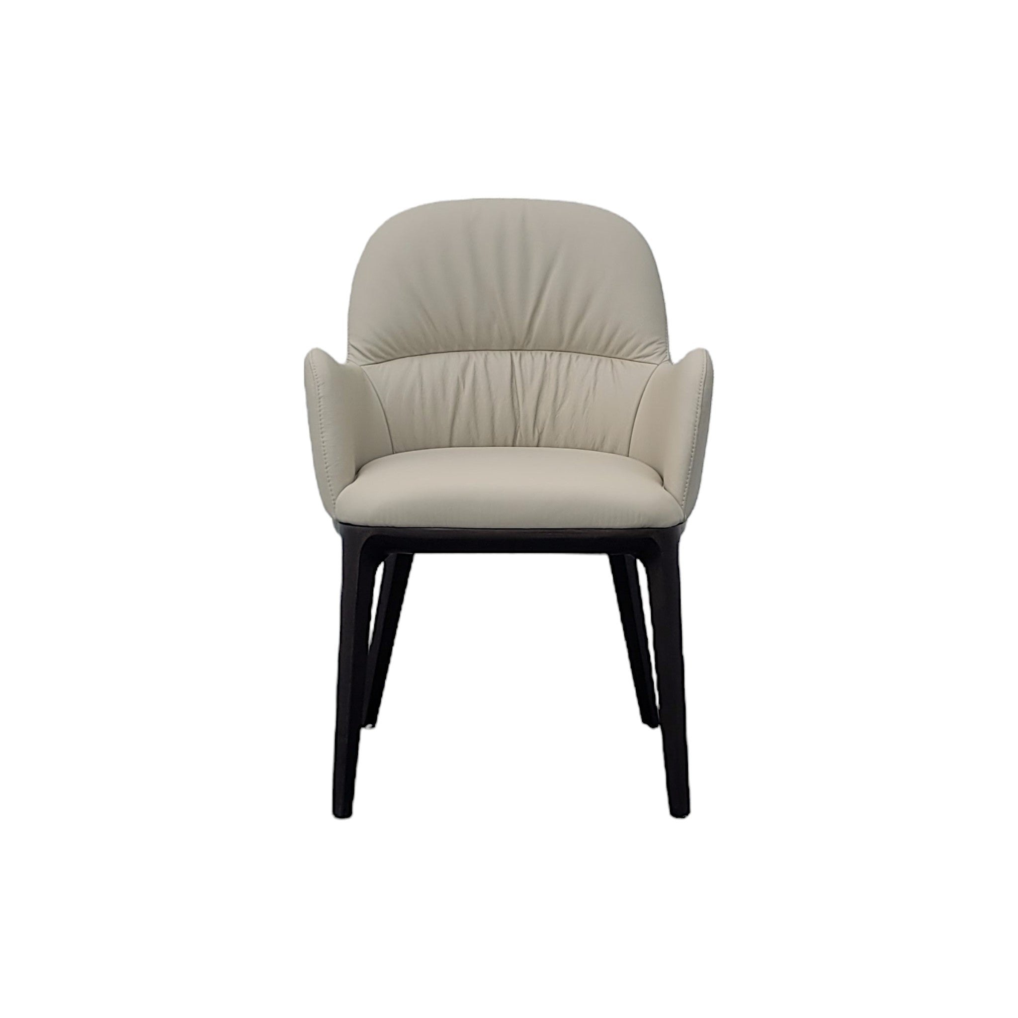 Enea Espresso Wheat Leather Dining Armchair