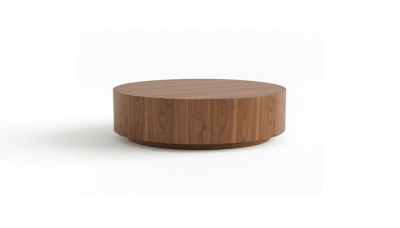 Moon Round Walnut Coffee Table