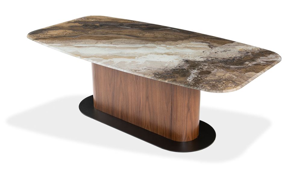 Luc Beige Stone Glass Dining Table